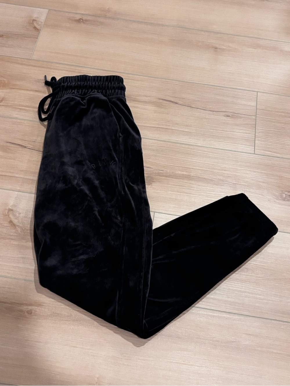 PINK Victoria's Secret Black Velour Jogger Pants